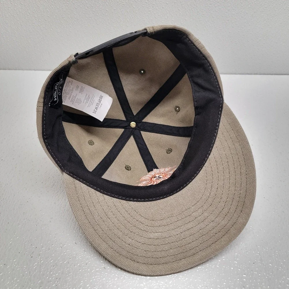 Volcom Stone Sun Logo Brown Tan Canvas Adjustable Snapback Hat Cap